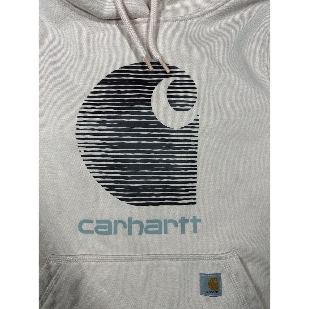 Carhartt Rain Defender Hoodie Pink Relaxed Fit Logo Pullover Sweatshirt Small - Picture 3 of 8